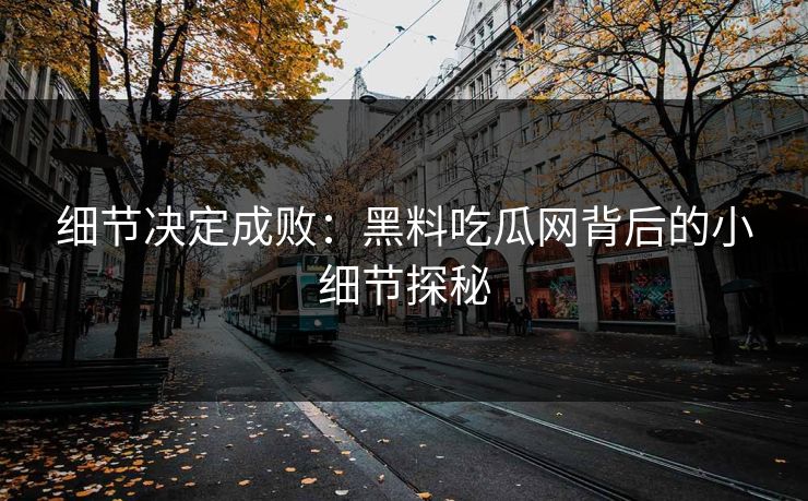 细节决定成败：黑料吃瓜网背后的小细节探秘