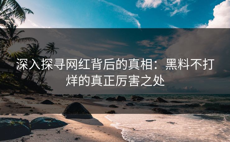 深入探寻网红背后的真相：黑料不打烊的真正厉害之处