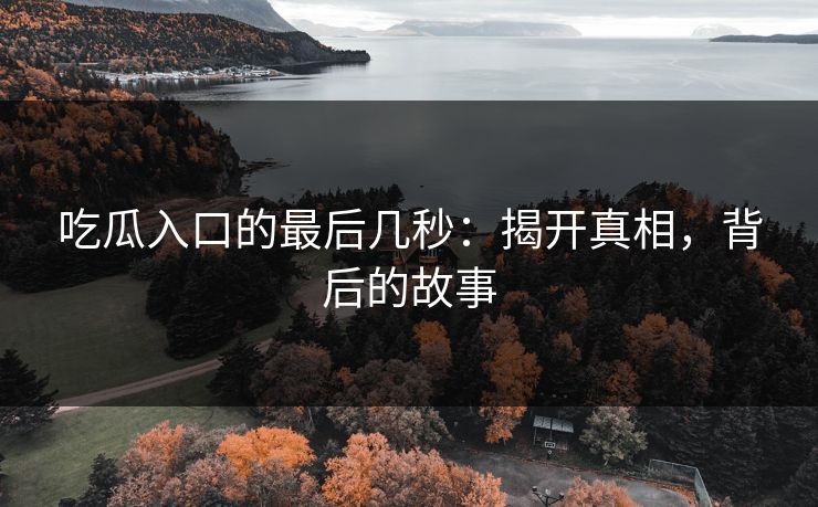 吃瓜入口的最后几秒：揭开真相，背后的故事