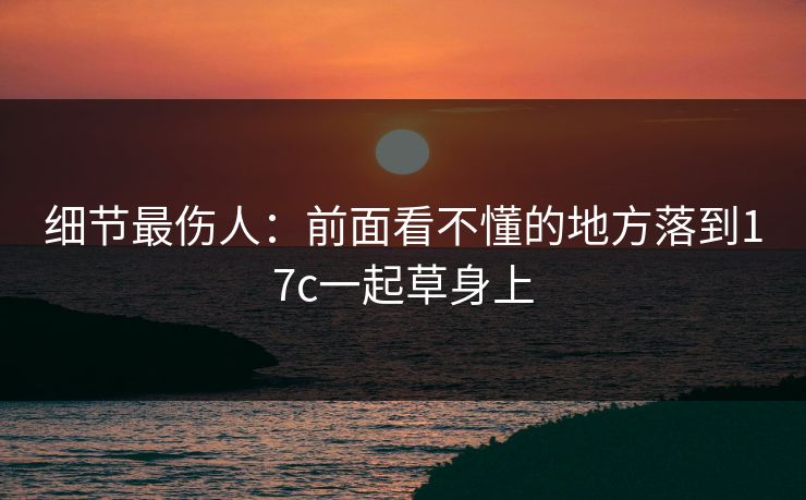 细节最伤人：前面看不懂的地方落到17c一起草身上