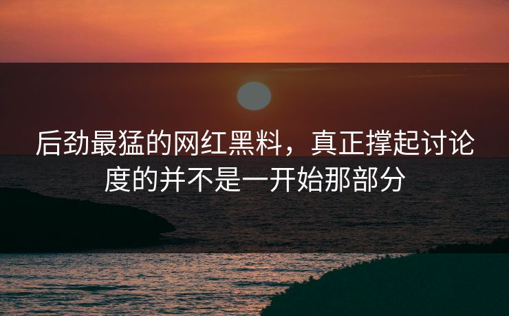 后劲最猛的网红黑料，真正撑起讨论度的并不是一开始那部分  第1张