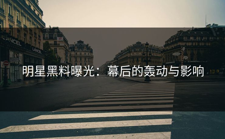 明星黑料曝光：幕后的轰动与影响