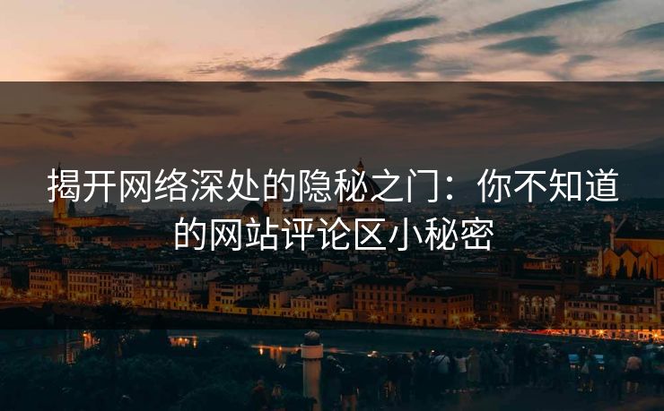 揭开网络深处的隐秘之门：你不知道的网站评论区小秘密