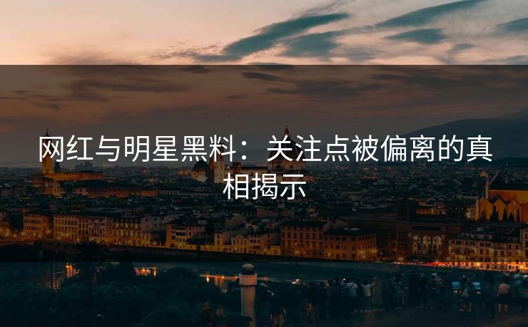 网红与明星黑料：关注点被偏离的真相揭示  第1张